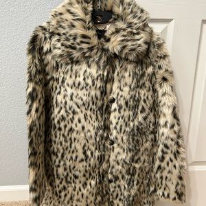 J Crew Faux Fur Leopard Coat Size XS NWT